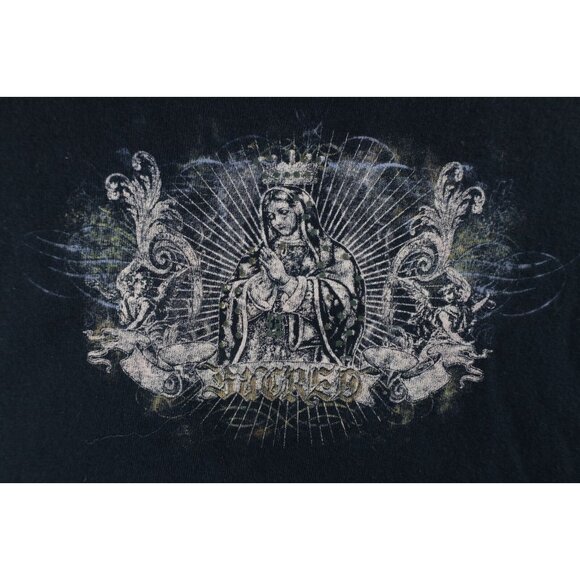 Vintage Streetwear Mens XL Faded Sacred Mary Angels Rose Flower UFC MMA T-Shirt - Picture 4 of 11